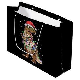 Grand Sac Cadeau T-shirt de Noël Dinosaure T-rex Arbre Xmas Dino