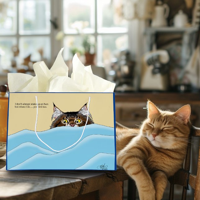 Grand Sac Cadeau Tabby Chat Pékin Bleu Drôle (Créateur téléchargé)