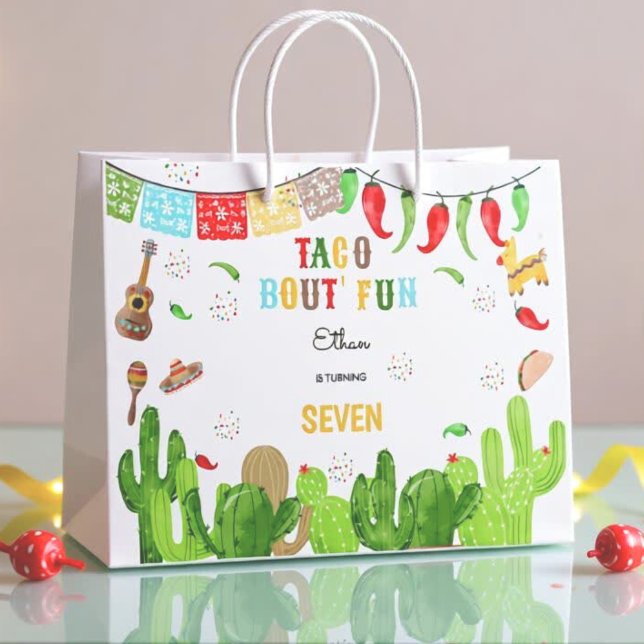 Grand Sac Cadeau Taco bout' fun fiesta mexicaine garçon anniversair (Créateur téléchargé)