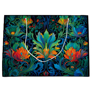 Grand Sac Cadeau Tapisserie florale Abstraite Gras Vivid Coloré