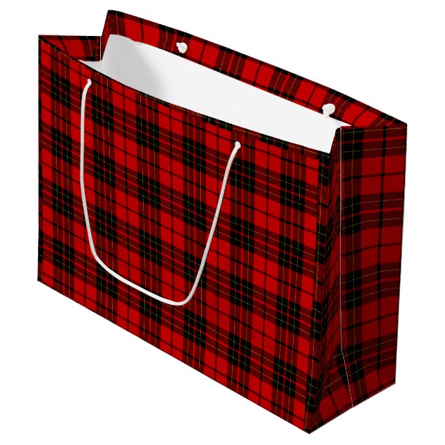 Grand Sac Cadeau Tartan Brodie rouge noir carreaux (Devant Angle)
