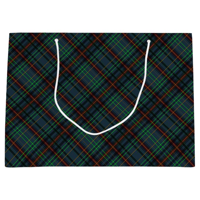 Grand Sac Cadeau Tartan en bleu, orange, vert... (Devant)