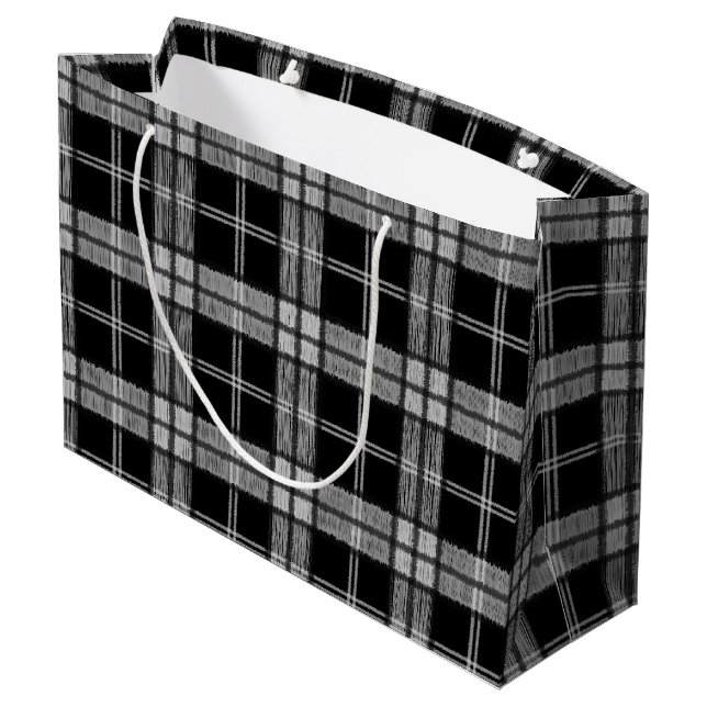 Grand Sac Cadeau Tartan noir (Dos Angle)