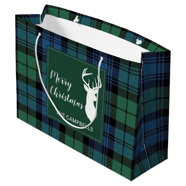 Grand Sac Cadeau Tartan rustique plaid Campbell (Dos Angle)
