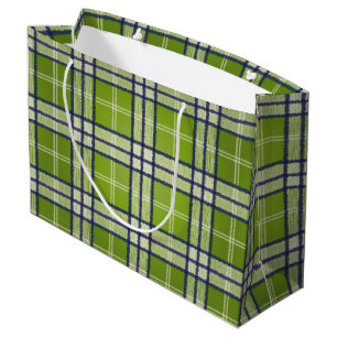 Grand Sac Cadeau Tartan vert