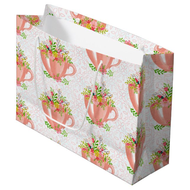 Grand Sac Cadeau Tasses de thé (Devant Angle)