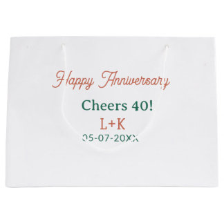 Grand Sac Cadeau Tchin 40 joyeux anniversaire orange vert nom date