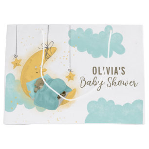 Grand Sac Cadeau Teddy Bear Lune Stars Baby shower garçon