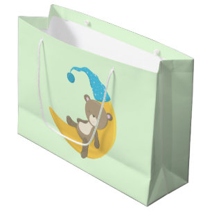 Grand Sac Cadeau Teddy Bear sur Crescent Moon