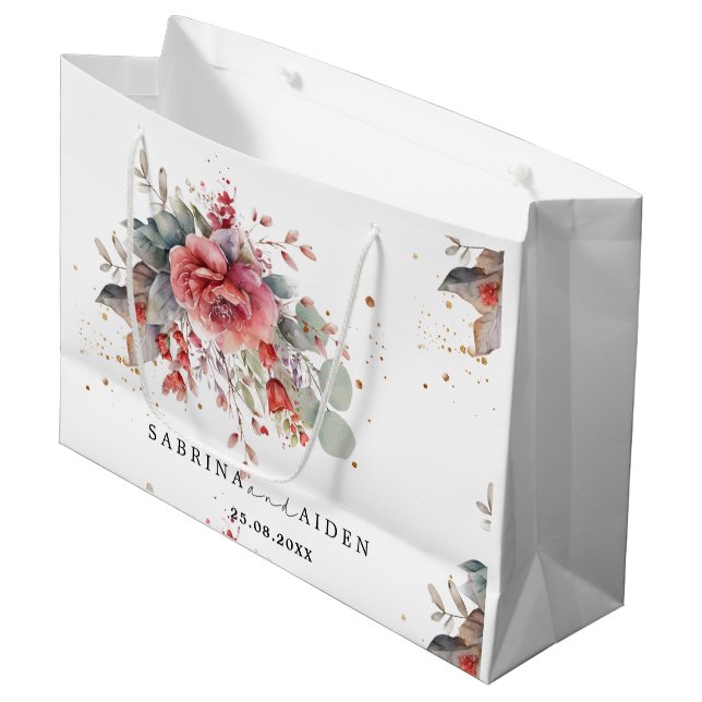 Grand Sac Cadeau Teinte de rose saumon pêche poussiéreux bleu maria (Devant Angle)