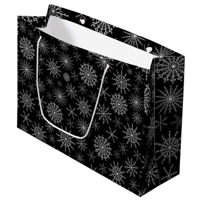 Grand Sac Cadeau Tempête de neige chic (Devant Angle)