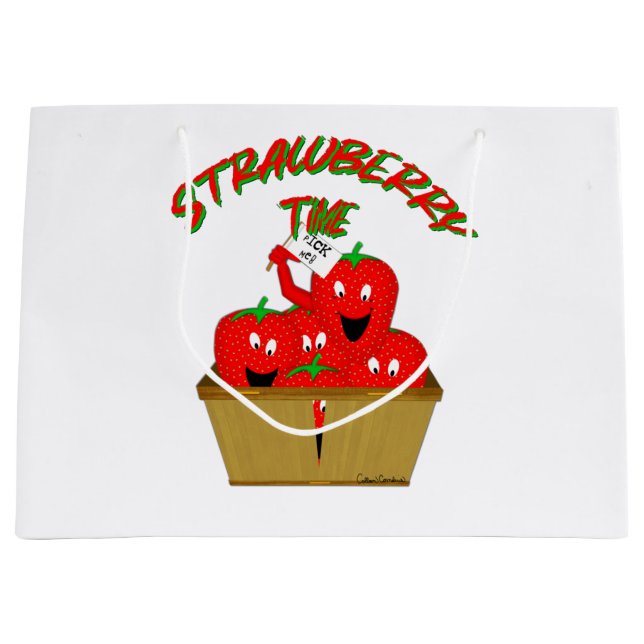 Grand Sac Cadeau Temps de la fraise ! (Devant)