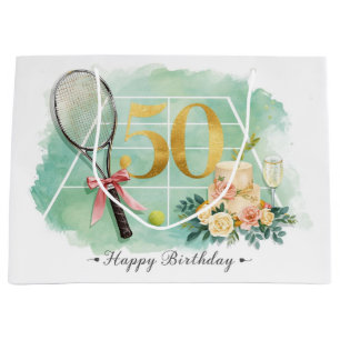 Grand Sac Cadeau Tennis 50e anniversaire raquette de balle de tenni