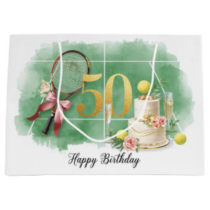 Grand Sac Cadeau Tennis 50e anniversaire raquette de tennis Balle d
