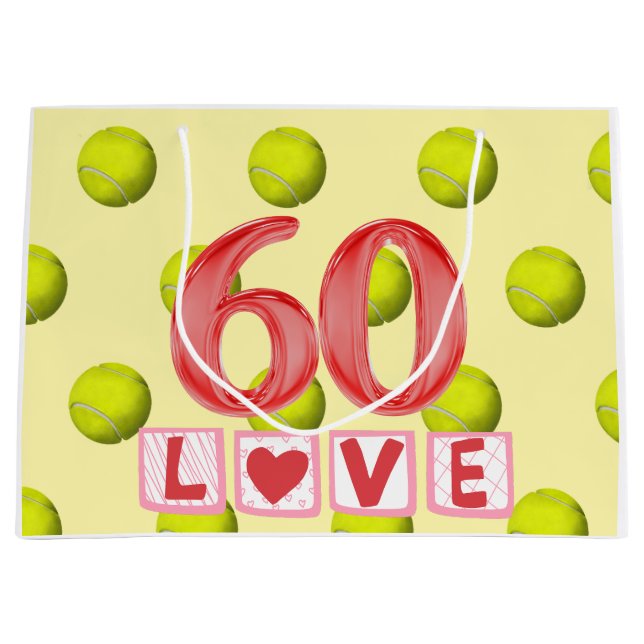 Grand Sac Cadeau Tennis à thème 60e anniversaire (Devant)