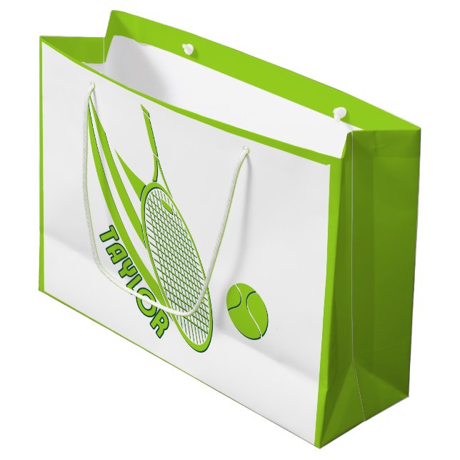 Grand Sac Cadeau Tennis de sport personnalisé avec nom (Devant Angle)