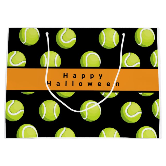 Grand Sac Cadeau Tennis Happy Halloween avec balle partout (Devant)