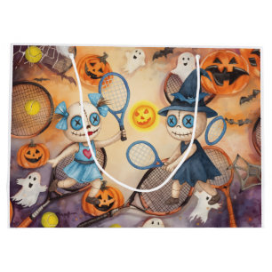 Grand Sac Cadeau Tennis Happy Halloween avec balle partout