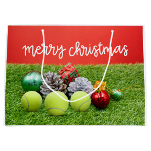 Grand Sac Cadeau Tennis Noël avec balle de tennis et cadeaux