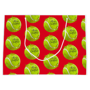 Grand Sac Cadeau Tennis Noël avec balle de tennis et Père Noël