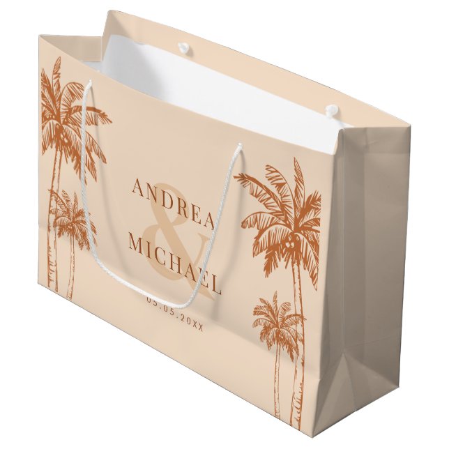 Grand Sac Cadeau Terracotta Palm Trees & Ampersand Beach Wedding (Devant Angle)