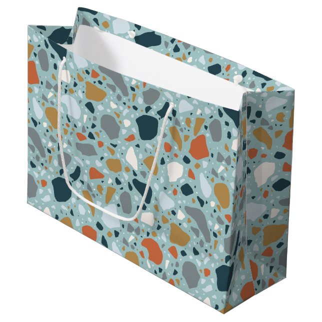 Grand Sac Cadeau Terrazzo En Bleu (Devant Angle)