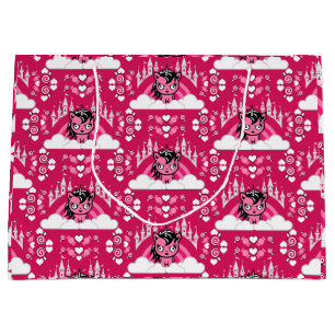 Grand Sac Cadeau Terre et château de licorne rose mignonne