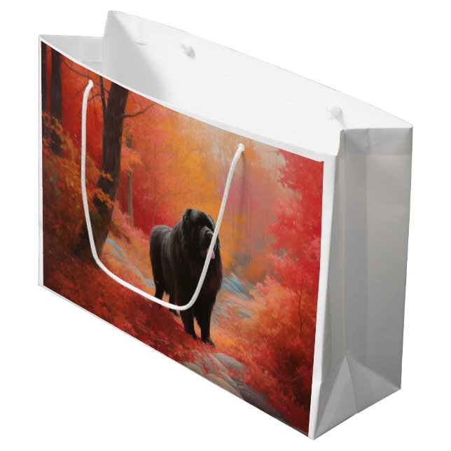 Grand Sac Cadeau Terre-Neuve en automne Leaves Fall Inspire (Devant Angle)