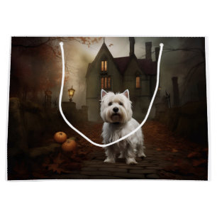 Grand Sac Cadeau Terrier blanc de l'ouest de l'Écosse Halloween Épo
