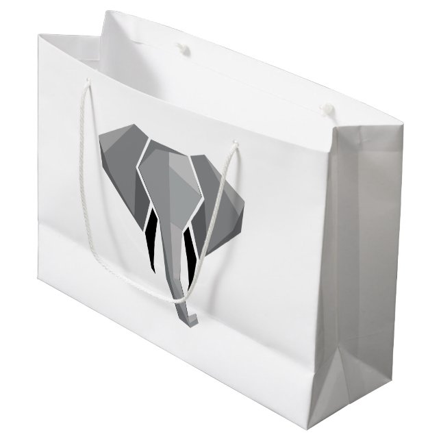 Grand Sac Cadeau Tête d'éléphant de formes géométriques simples  (Devant Angle)