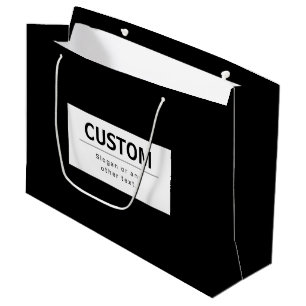 Grand Sac Cadeau Texte modifiable moderne en gras Noir & Blanc