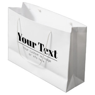 Grand Sac Cadeau Texte rétro-modern élégant Noir & Blanc