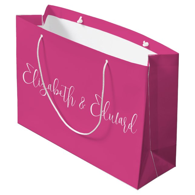 Grand sac cadeau - Texte rose et blanc (Dos Angle)