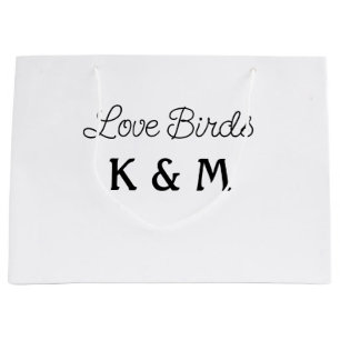 Grand Sac Cadeau texte simple minimaliste ajoutez votre nom oiseaux
