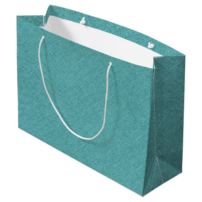 Grand Sac Cadeau Texture de fausse lin turquoise-verte (Dos Angle)