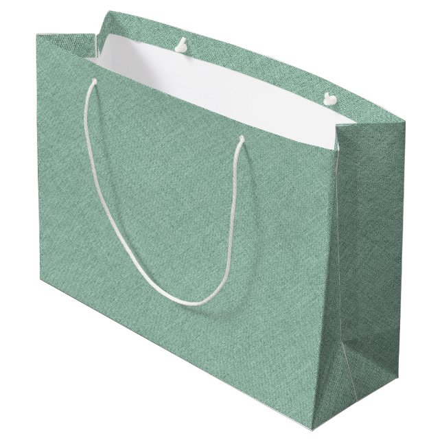 Grand Sac Cadeau Texture de lin vert clair (Dos Angle)