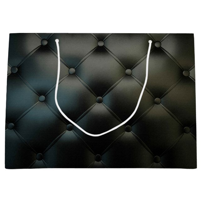 Grand Sac Cadeau Texture en cuir noire magnifique (Devant)