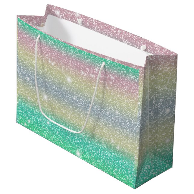 Grand Sac Cadeau Texture Licorne Pailletée  (Devant Angle)