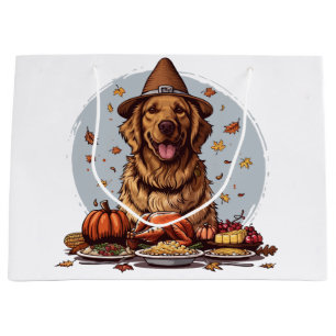 Grand Sac Cadeau Thanksgiving Golden Retriever Chien