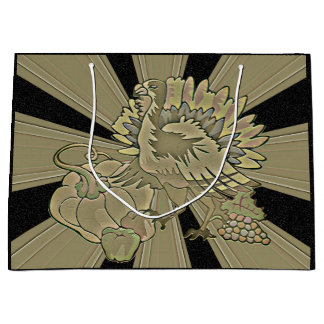 Grand Sac Cadeau Thanksgiving Turquie sculpté -