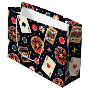 Grand Sac Cadeau Thème de motif de casino sur fond noir