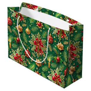 Grand Sac Cadeau Thème de Noël Festif Colorful Motif