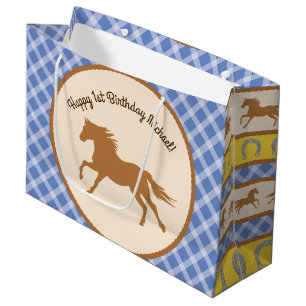 Grand Sac Cadeau Thème mignon de fête d'anniversaire de poney de