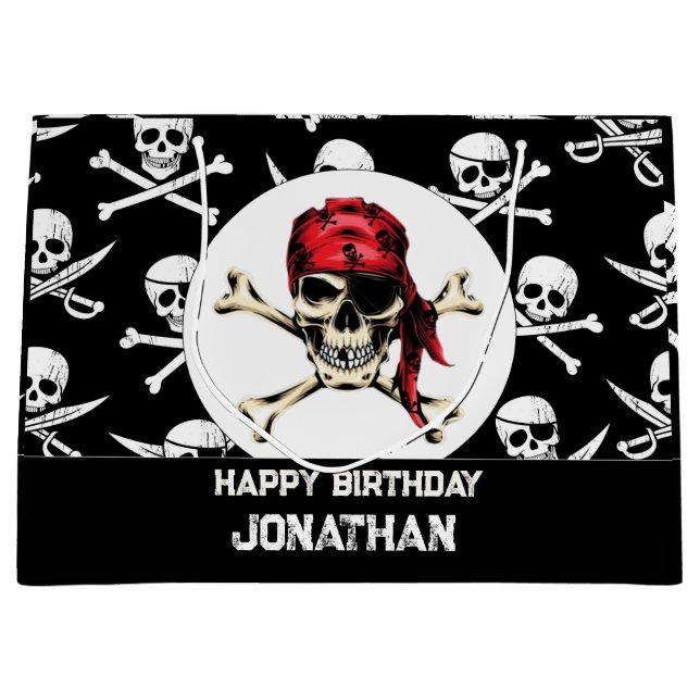 Grand Sac Cadeau Thème pirate Fête Adulte Salé Pirates Crâne (Devant)