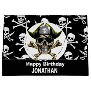 Grand Sac Cadeau Thème pirate Fête Peau adulte et os croisés