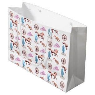 Grand Sac Cadeau Thème Western Cottoncandy Fête de Cowgirl Art