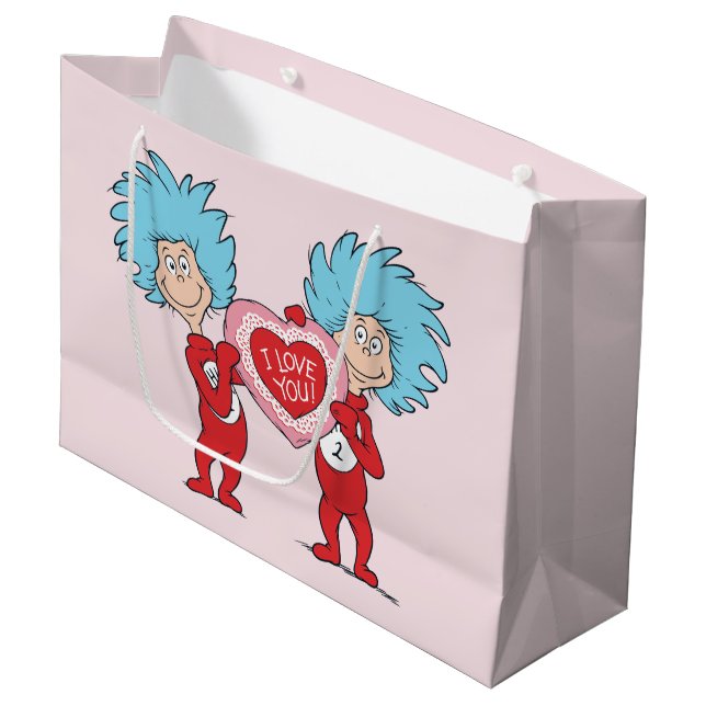 Grand Sac Cadeau Thing One Thing Two Je t'aime (Devant Angle)