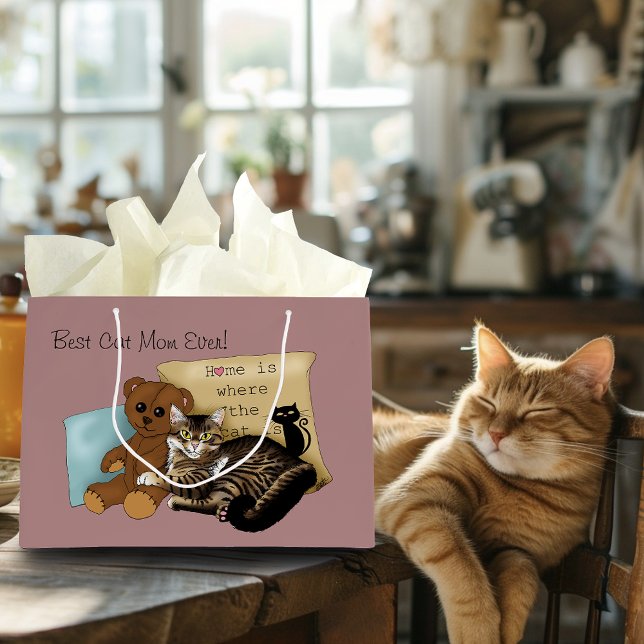 Grand Sac Cadeau Tigre Douillet Rose Fête des Mères (Créateur téléchargé)