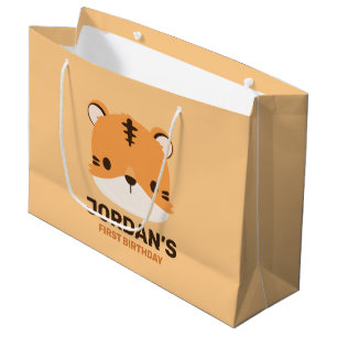 Grand Sac Cadeau Tigre mignon avec nom personnalisé