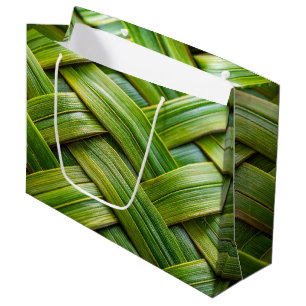 Grand Sac Cadeau Tissage de bambou frais vert
